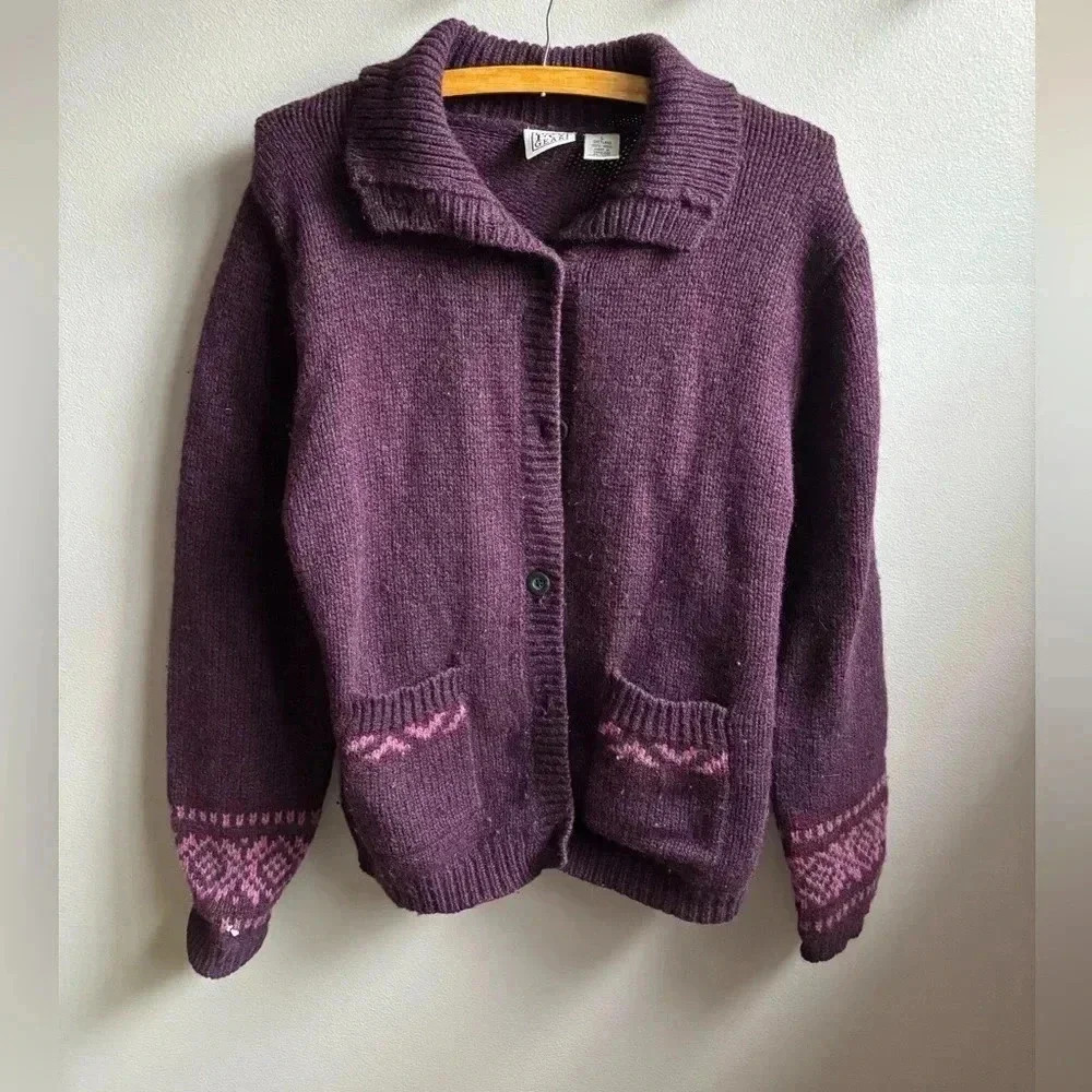 Vintage Purple and Pink Button Down Knit Cardigan